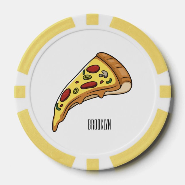 Pizza cartoon illustration  poker chips (Front)