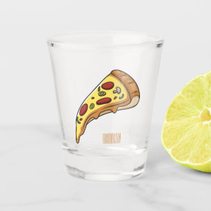Pizza cartoon illustration  shot glass