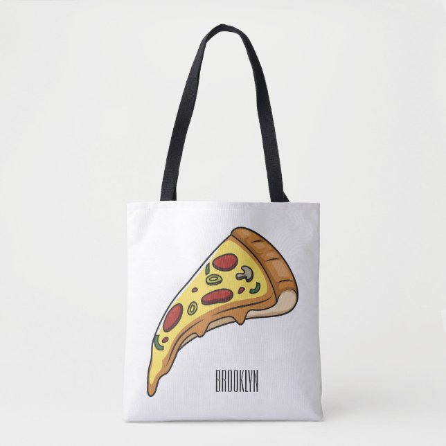 Pizza cartoon illustration  tote bag (Front)