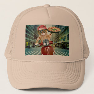 Pizza cat - cat - pizza delivery trucker hat
