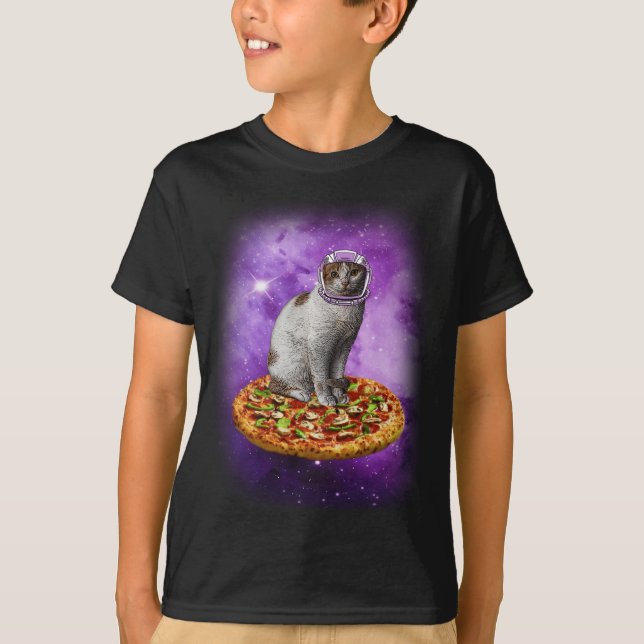 Pizza Cats In Space -Astral Cosmic Design Astronau T-Shirt (Front)