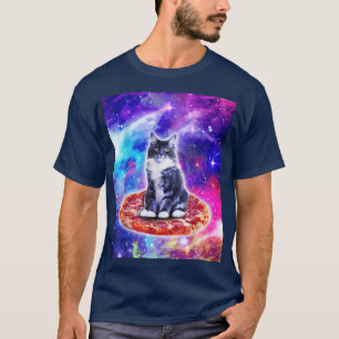Pizza Cats In Space Galay Funny Silly Kitty Cosmic T-Shirt