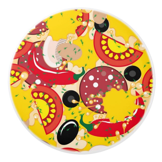 Pizza Ceramic Knob (Front)