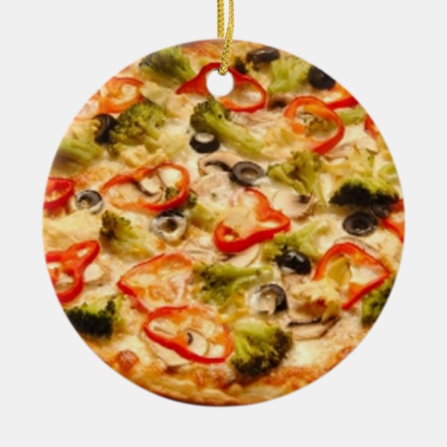 Pizza Ceramic Tree Decoration (Front)