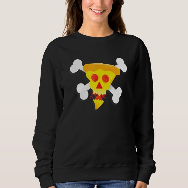 Pizza, Cheese, Skull, Pepperoni, Food, Bones, Pira Sweatshirt (Front)