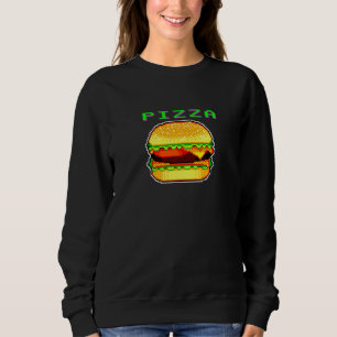 Pizza Cheeseburger 8 Bit Pixel 80s Ironic Gamer Ge Sweatshirt