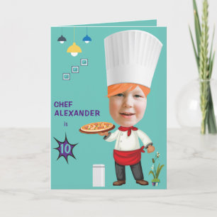 Pizza Chef 🎂 Head in Hole Cook Fun Birthday Card