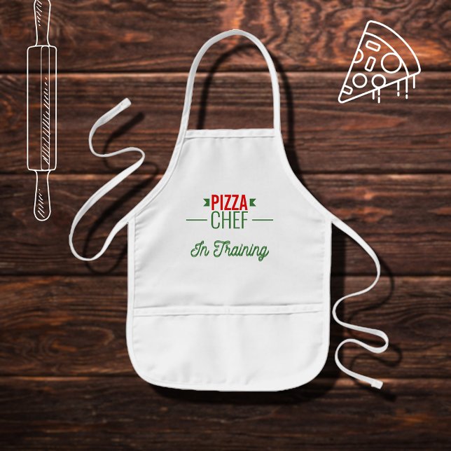 Pizza  Chef in training   -  red white green Kids Apron (Creator Uploaded)