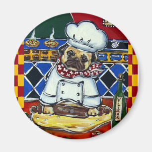 Pizza Chef Pug Magnet