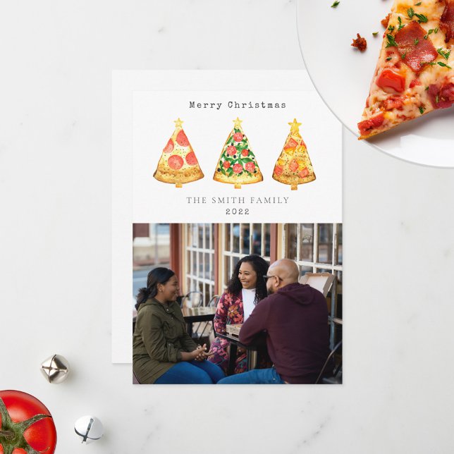 Pizza Christmas Family Photo Holiday Card (Creator Uploaded)
