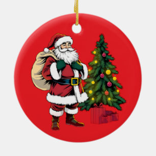 Pizza Christmas, Funny Foodie, White Elephant Gift Ceramic Ornament
