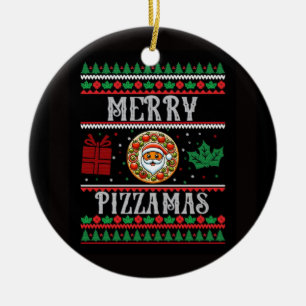Pizza Christmas, Funny Foodie, White Elephant Gift Ceramic Ornament
