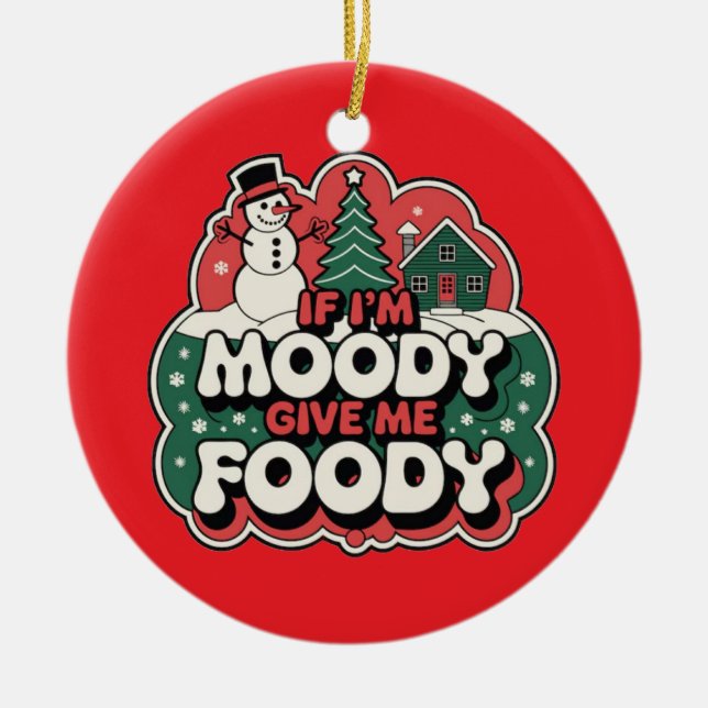 Pizza Christmas, Funny Foodie, White Elephant Gift Ceramic Ornament (Front)