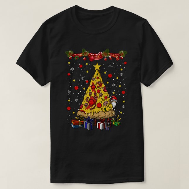 Pizza Christmas Pizza Christmas Tree   T-Shirt (Design Front)