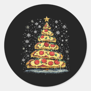 Pizza Christmas Tree Fast Food Xmas For Men Women Classic Round Sticker