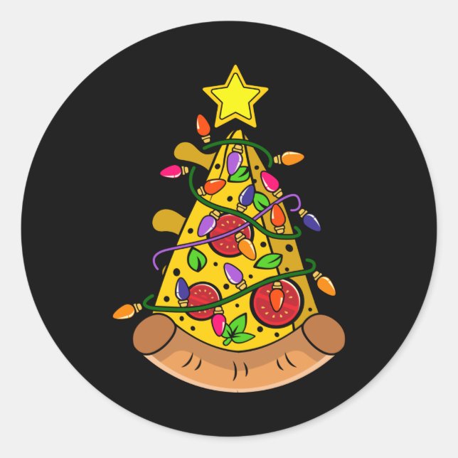 Pizza Christmas Tree Gift, Funny Pizza Costumes Classic Round Sticker (Front)