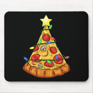 Pizza Christmas Tree Lights Fun Boys Kids Xmas Mouse Pad