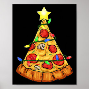 Pizza Christmas Tree Lights Fun Boys Kids Xmas  Poster