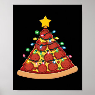 Pizza Christmas Tree Lights Xmas Boys Men Crustmas Poster