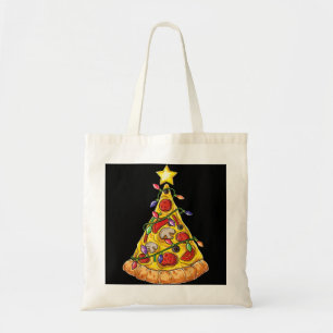 Pizza Christmas Tree Lights Xmas Boys Men Crustmas Tote Bag