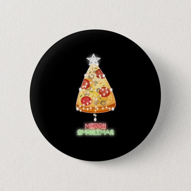 Pizza Christmas Tree Lights Xmas Gamer 6 Cm Round Badge (Front)
