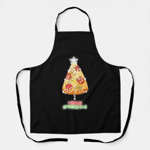 Pizza Christmas Tree Lights Xmas Gamer Apron
