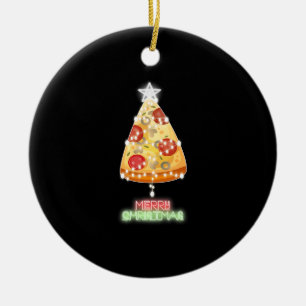 Pizza Christmas Tree Lights Xmas Gamer Ceramic Ornament