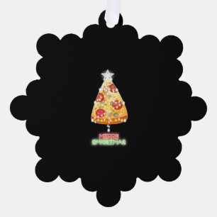 Pizza Christmas Tree Lights Xmas Gamer Decoration Card