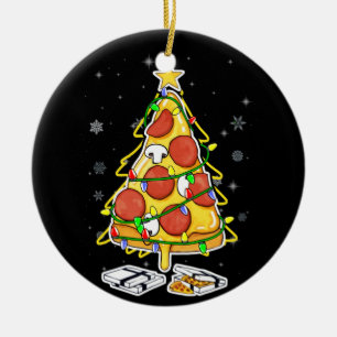 Pizza Christmas Tree Lights Xmas Men Boys Crustmas Ceramic Ornament