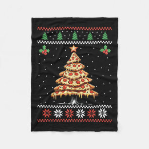 Pizza Christmas Tree Ugly Christmas Sweater Xmas F Fleece Blanket