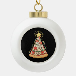 Pizza Christmas Tree Xmas Lights Holiday Season Ceramic Ball Christmas Ornament