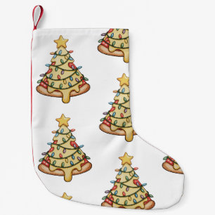 Pizza Christmas Tree Xmas Lights Holiday Season Small Christmas Stocking