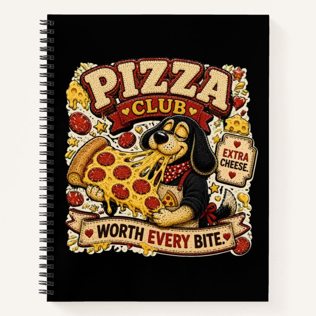 Pizza Club Worth Every Bite Personalised Funny  Notebook (Front)