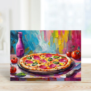 Pizza Colourful Modern Abstract Art Card