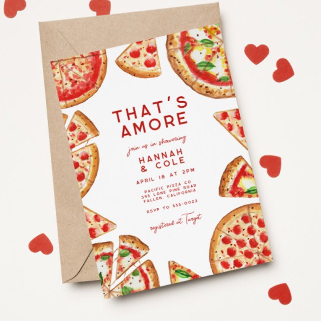 Pizza Couples Italian Bridal Shower That's Amore Invitation (Creator Uploaded)