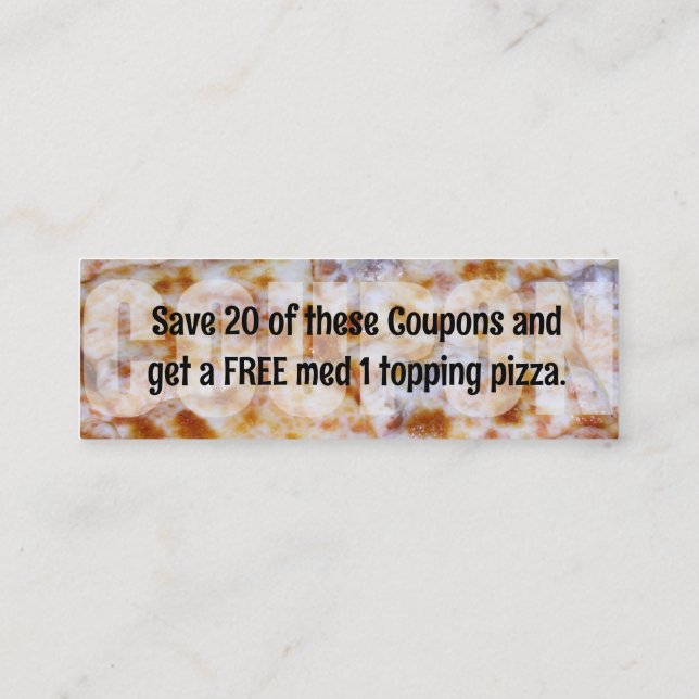 Pizza Coupon - Ready to customise Loyalty Card (Back)