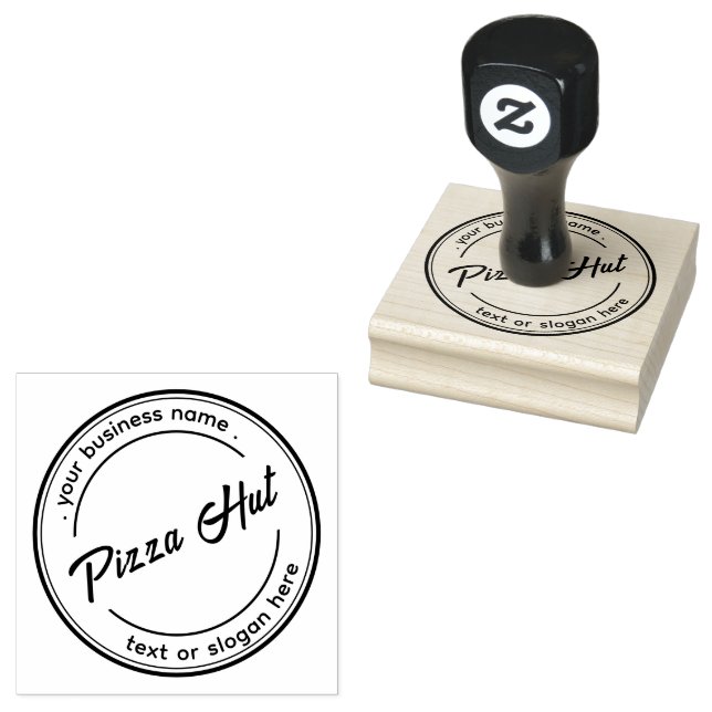 pizza Custom Business Logo Large  Rubber Stamp (Stamped)