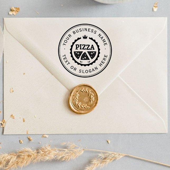 PIZZA  Custom Business Logo Large  Rubber Stamp (Creator Uploaded)