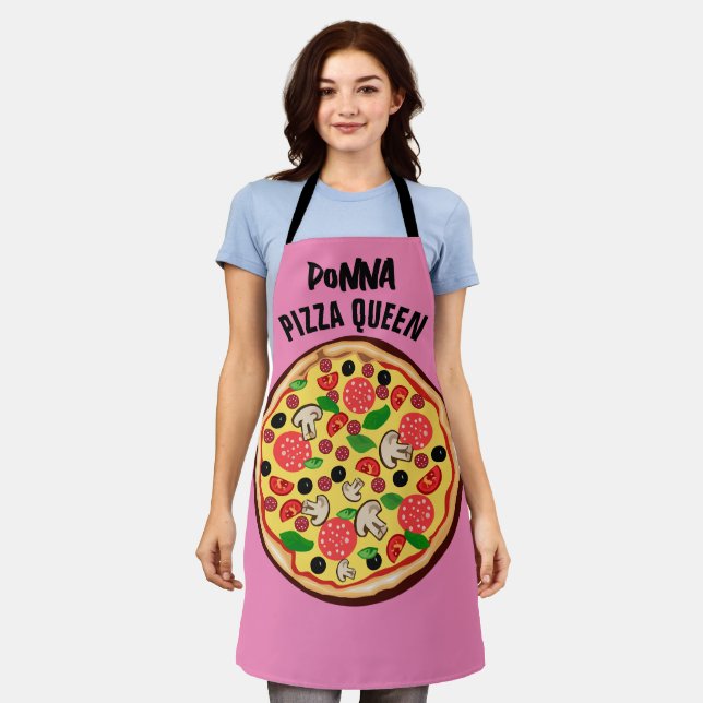 PIZZA CUSTOM PERSONALIZED pink kitchen Apron (Worn)