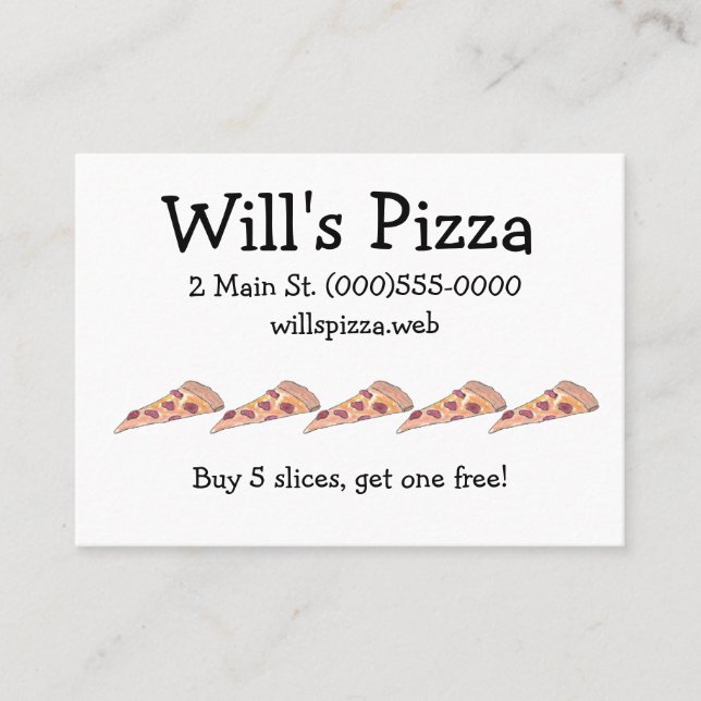 "Pizza" Customer Loyalty Cards (Front)
