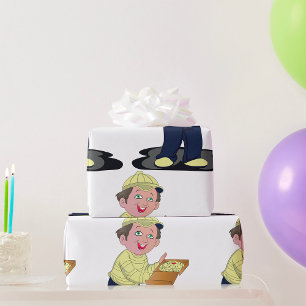 Pizza Delivery Boy Food Wrapping Paper