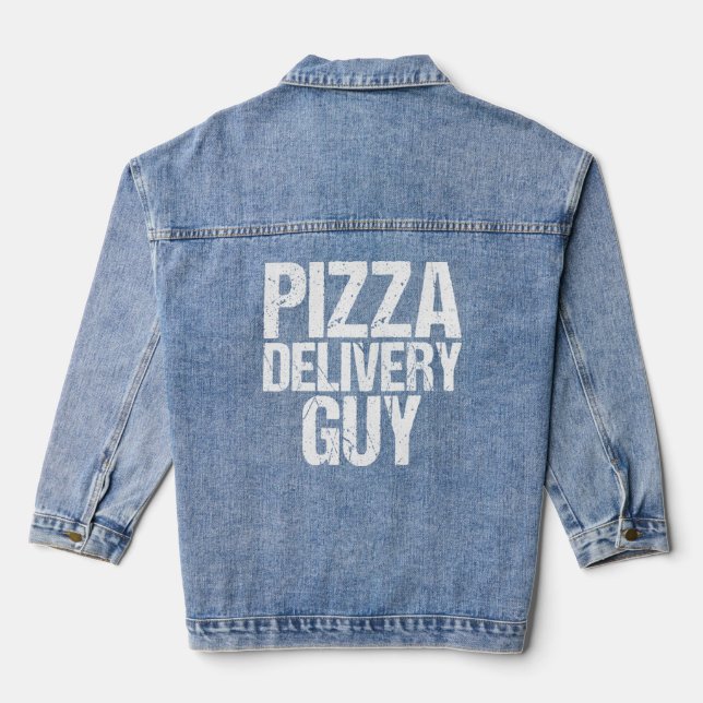 Pizza Delivery Guy Italian Foodie Pun Costume  Denim Jacket (Back)