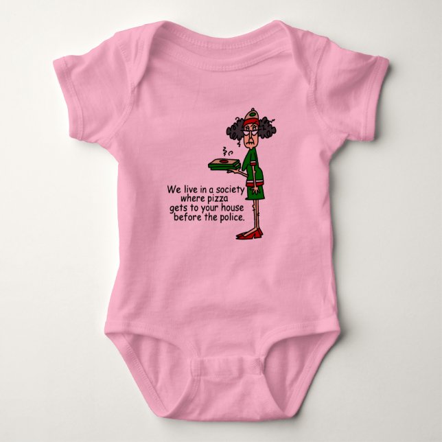 Pizza Delivery Humour Baby Bodysuit (Front)