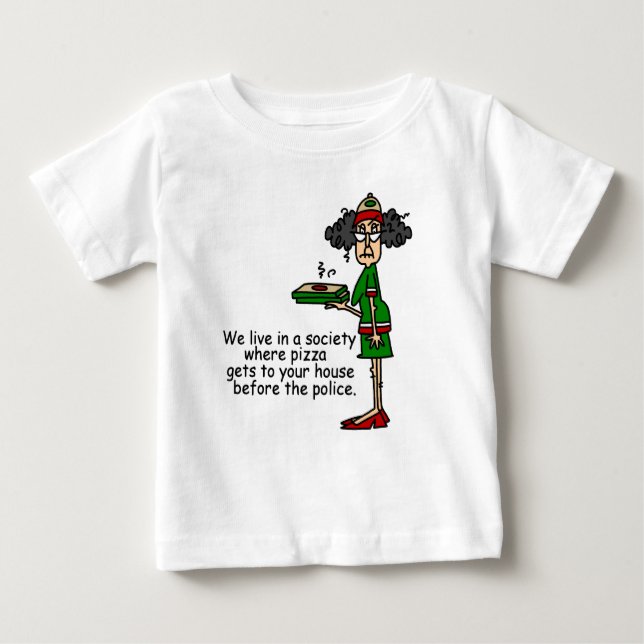 Pizza Delivery Humour Baby T-Shirt (Front)
