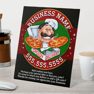 Pizza Delivery Pizzeria Business Customisable Pedestal Sign