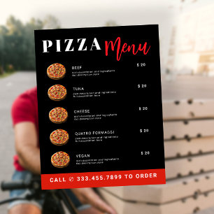 Pizza delivery promotional template menu