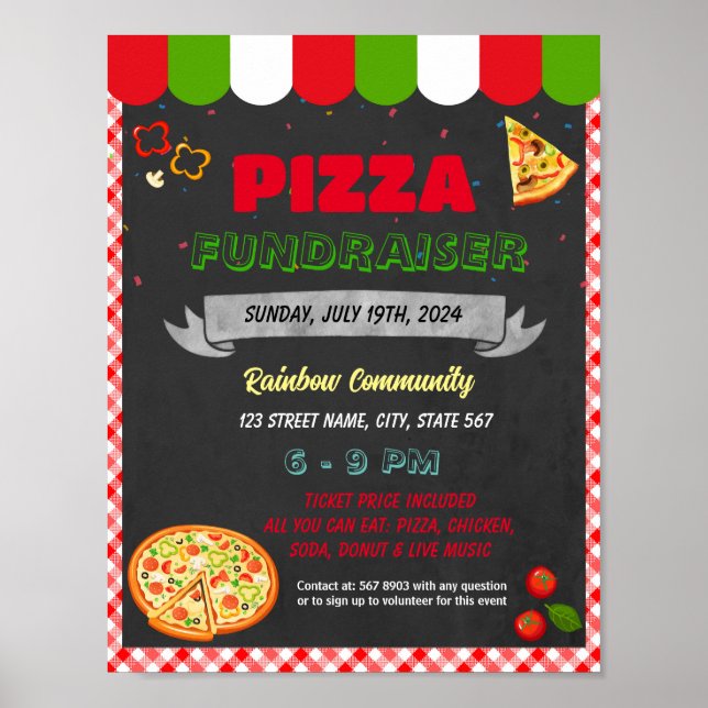 Pizza Dinner Fundraiser event template Poster (Front)