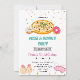 Pizza doughnuts girl slumber invitation