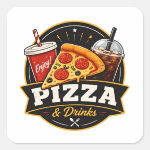 Pizza & Drinks Sticker – Fast Food Lover