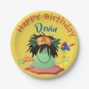 Pizza Eating Monster Character Paper Plate